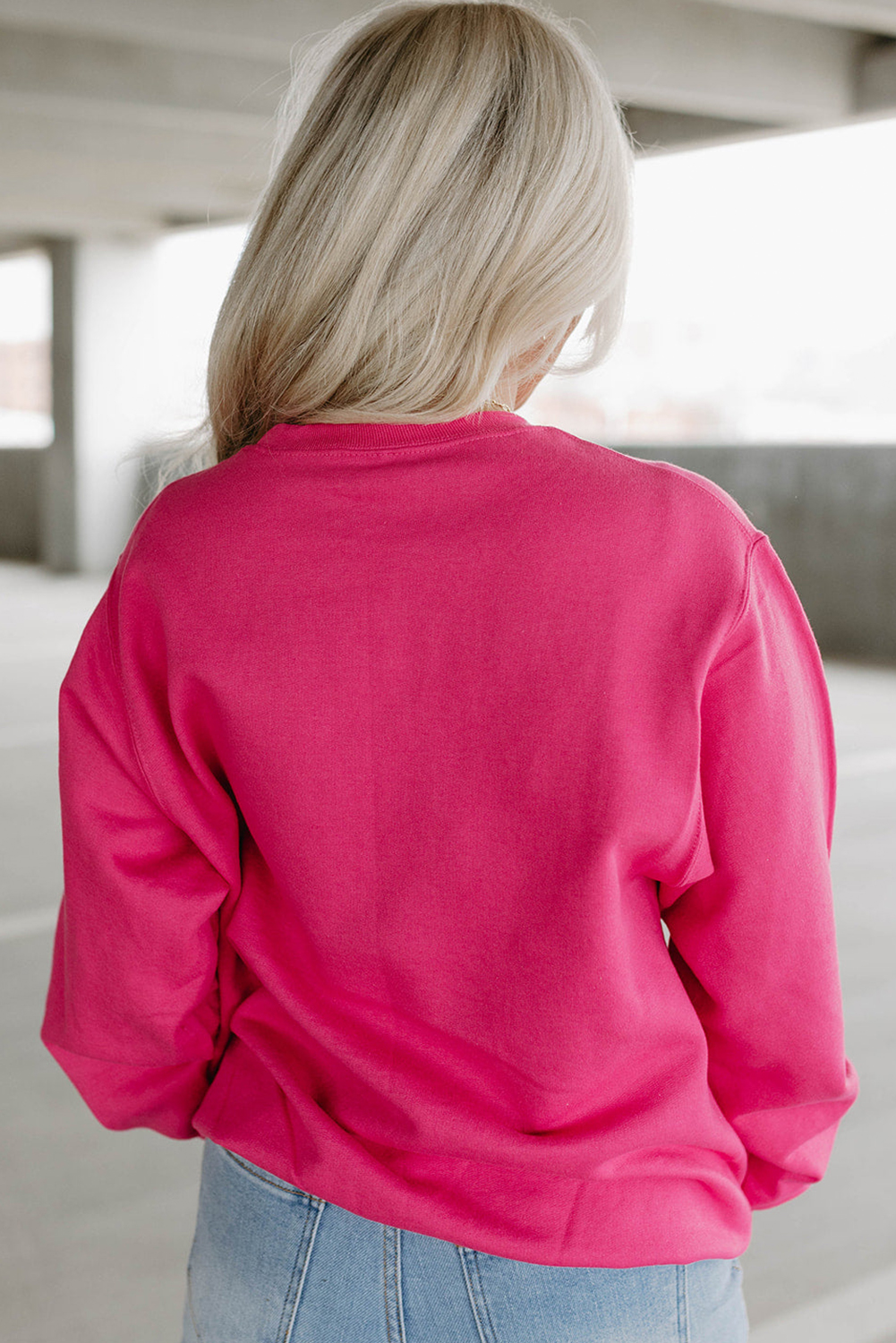 Strawberry Pink Cow & Sequin Double Heart Patch Graphic Sweatshirt - loveforevers