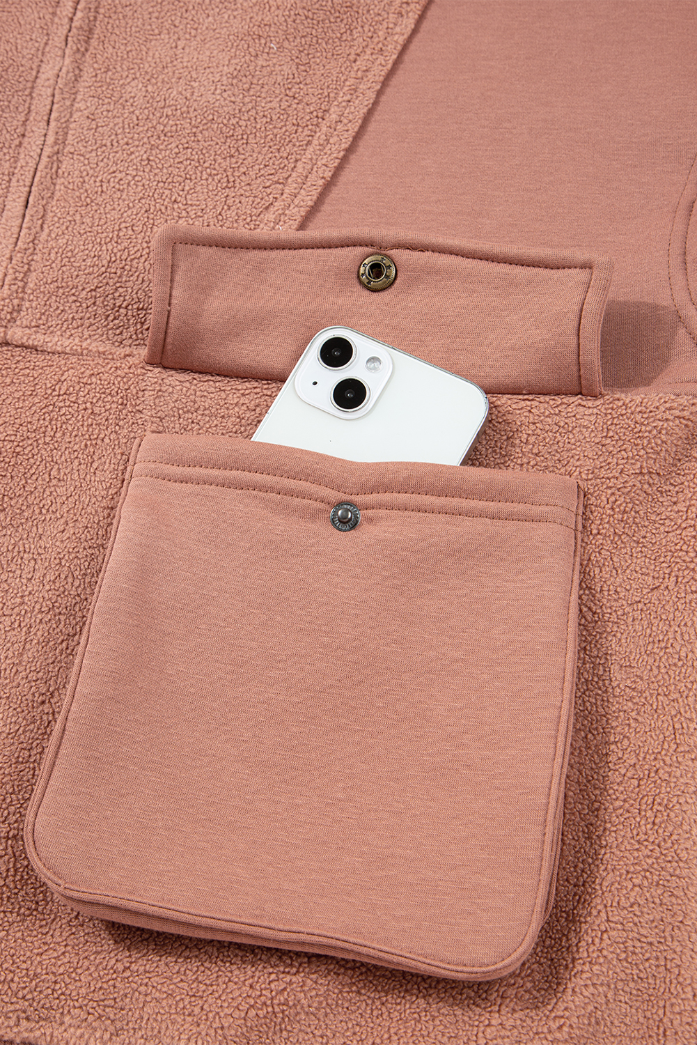 Camel Exposed Seam Side Pockets Half Zipper Baggy Sweatshirt - loveforevers