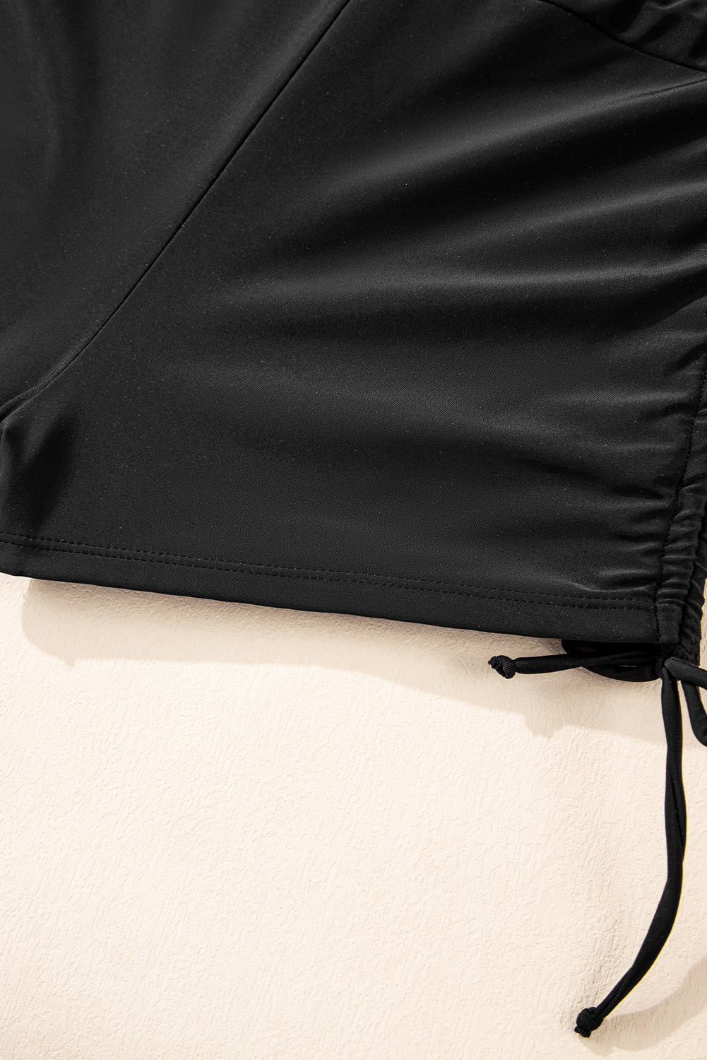 Black Striped Halter Top Drawstring Ruched High Waisted Bikini - loveforevers
