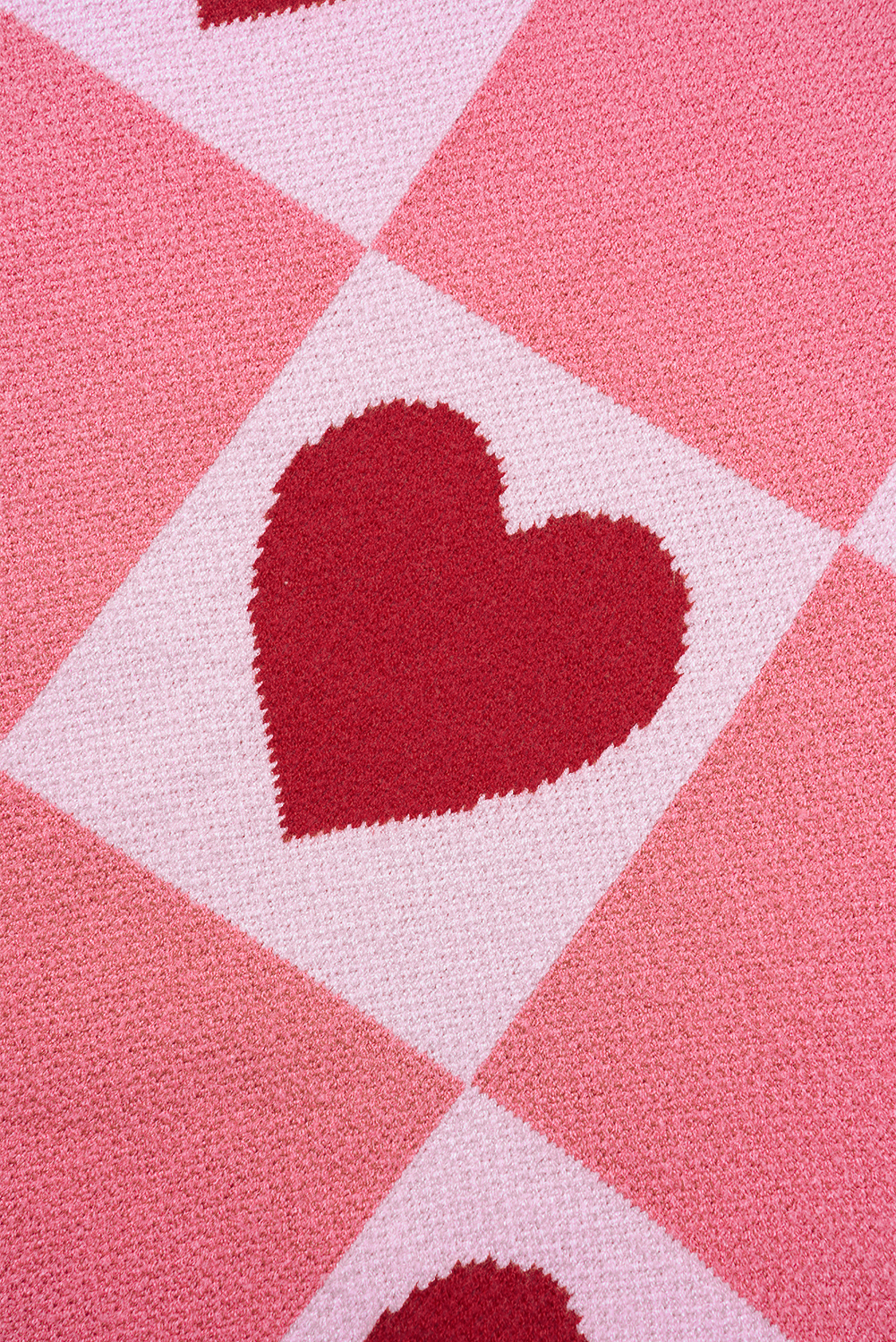 Pink Love Heart Checkered Valentine Crew Neck Sweater - loveforevers