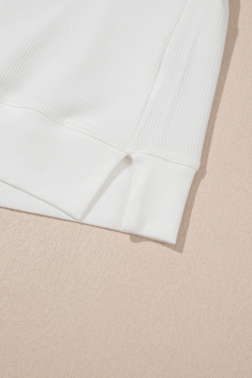 White Bowknot Pattern Corded Long Sleeve Drop Shoulder Top - loveforevers