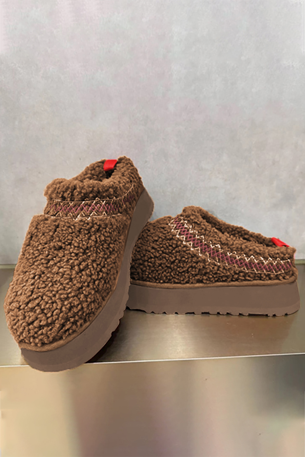 Oatmeal Embroidered Sherpa Plush Thick Sole Snow Boots - loveforevers