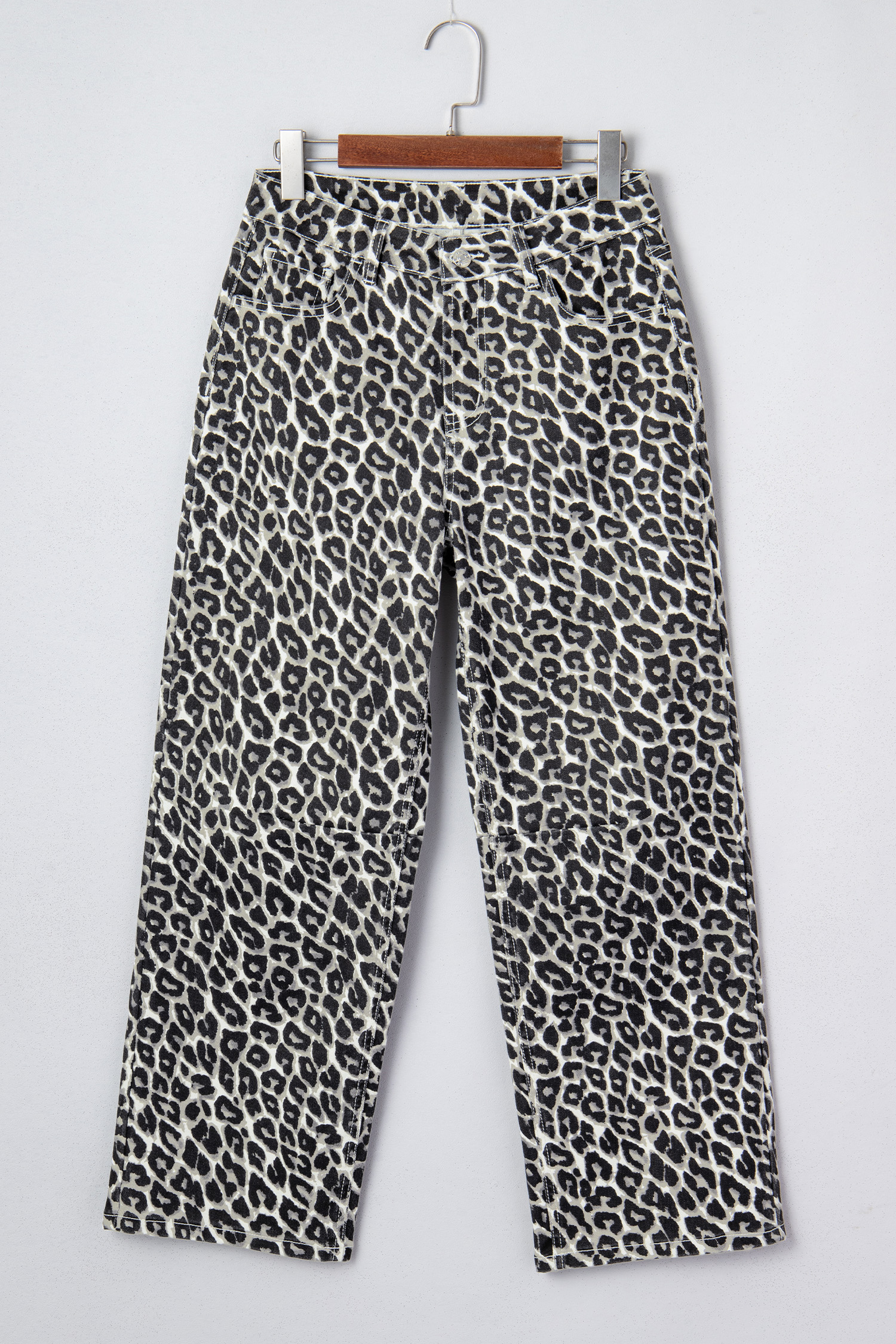 Black Leopard Print Barrel Jeans - loveforevers