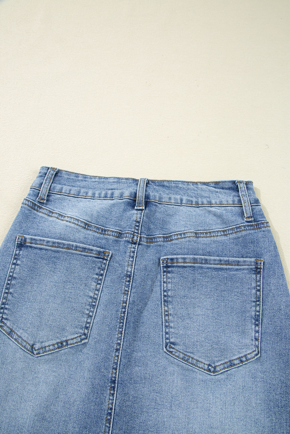 Sail Blue Dearlove Irregular Distressed Bottom Denim Midi Skirt - loveforevers