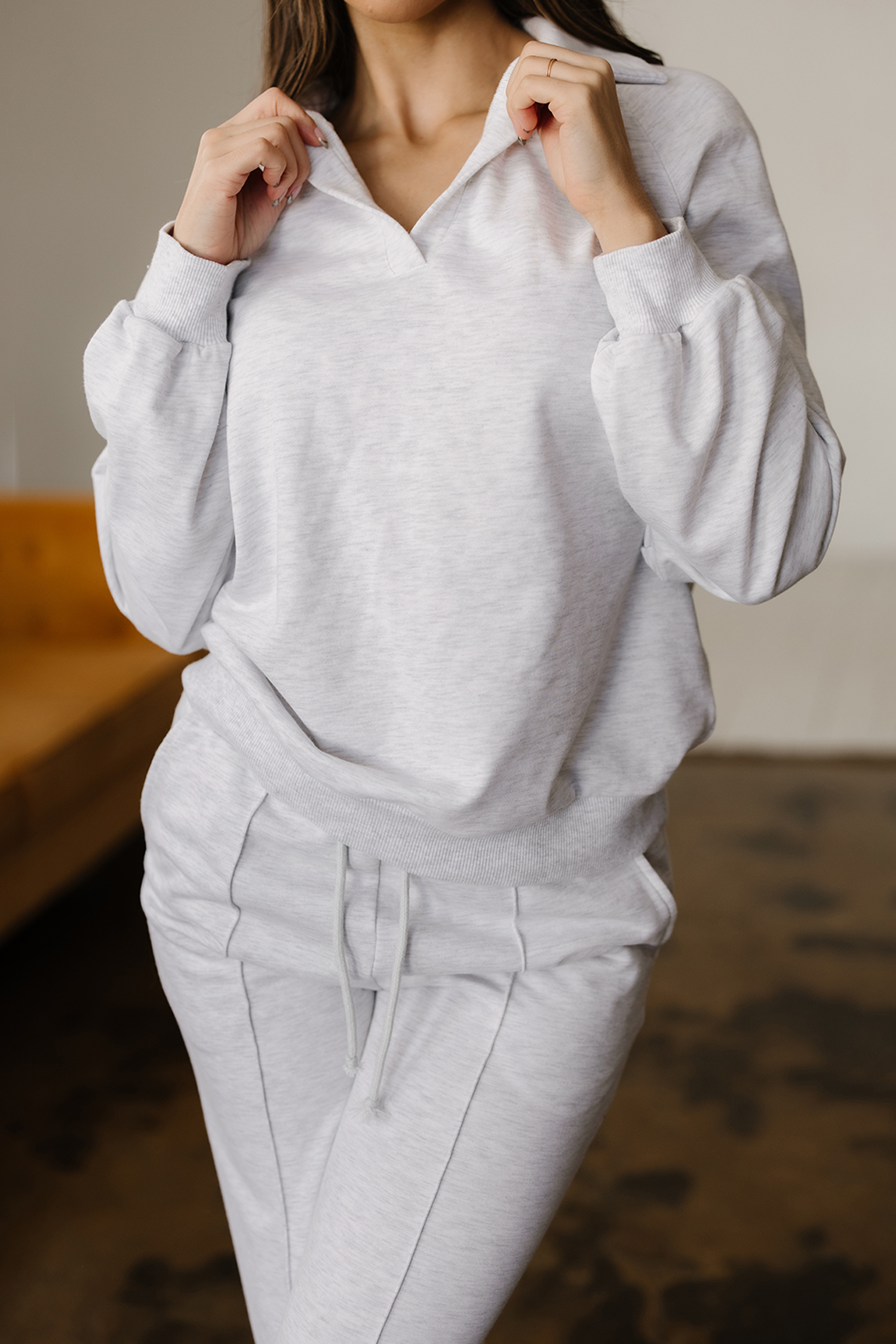 Light Grey Polo Tee Casual Pant Set - loveforevers