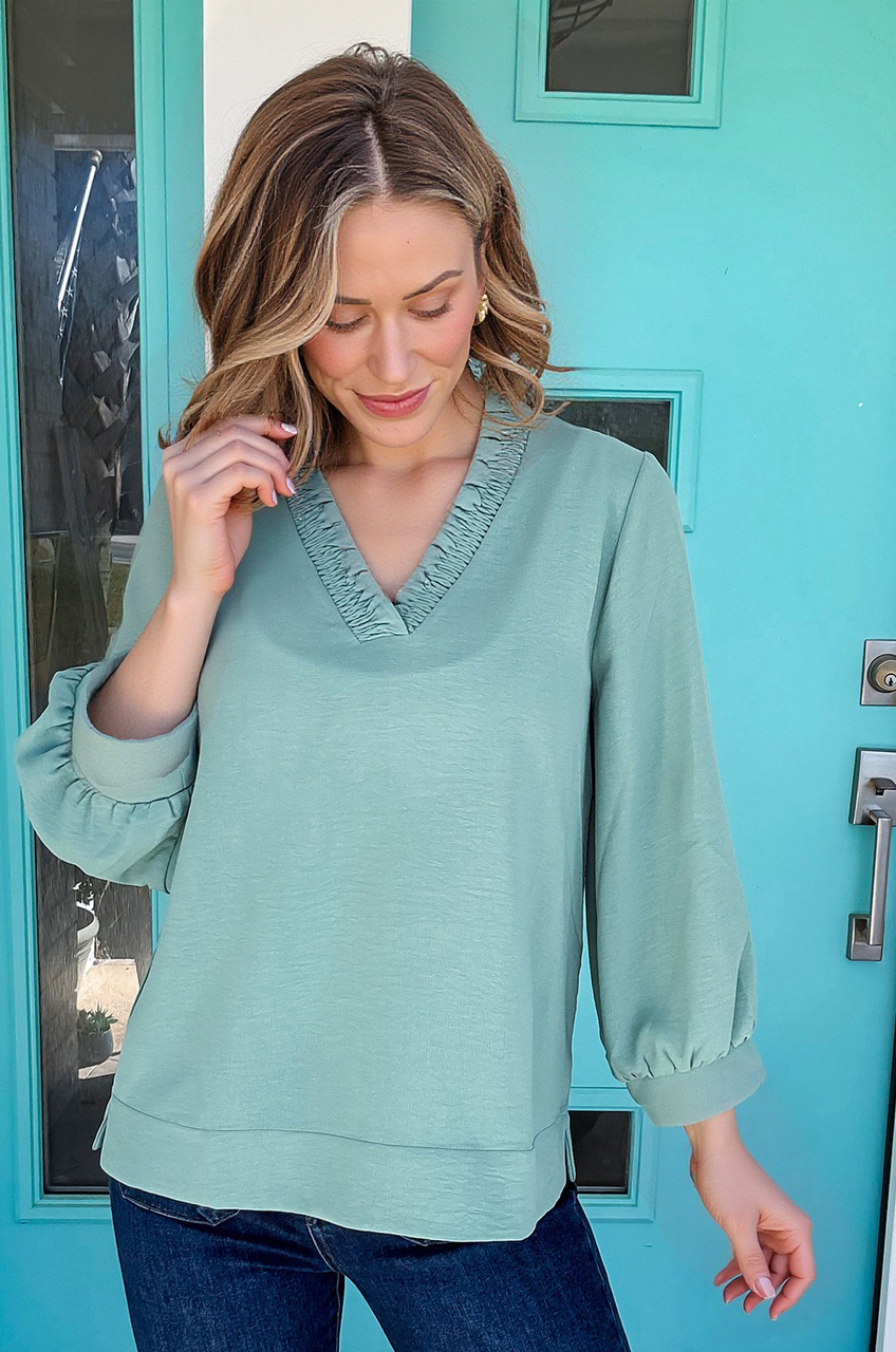 Sky Blue Frilled V Neck Bracelet Sleeve Shift Mini Dress - loveforevers