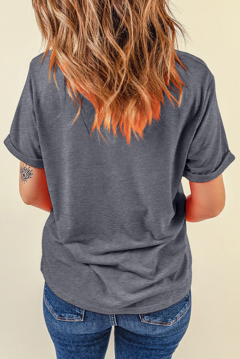 Gray Bunny Ear Bow Printed Easter Fashion T Shirt - loveforevers