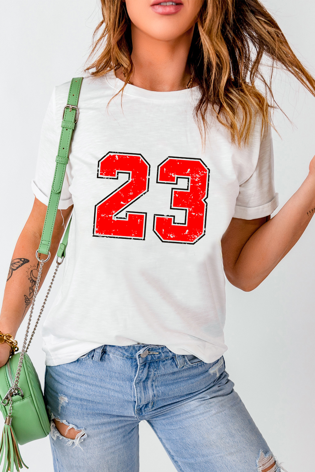 White Number 23 Cracking Print Casual T Shirt - loveforevers