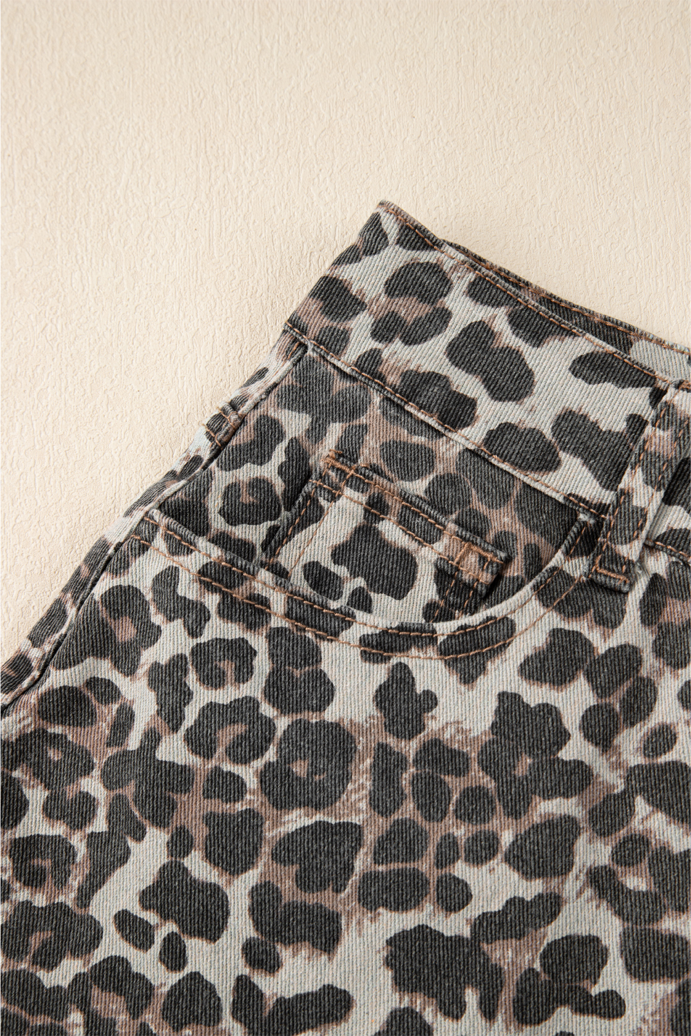 Khaki Leopard Denim Mini Skirt - loveforevers