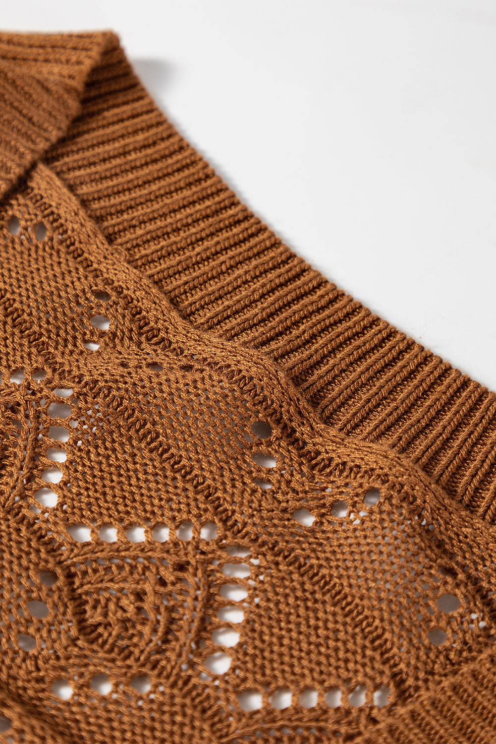 Fiery Red Lightweight Buttoned Front Crochet Cardigan - loveforevers
