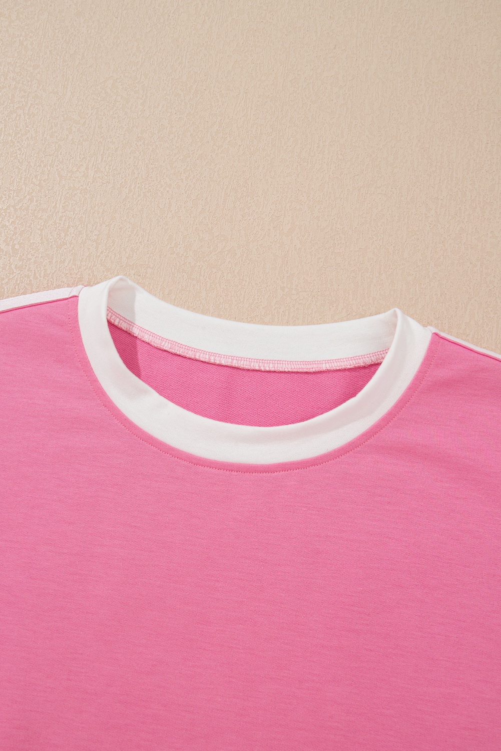 Sachet Pink Varsity Stripe Detail Casual Tee and Pants Leisure 2pcs Set - loveforevers