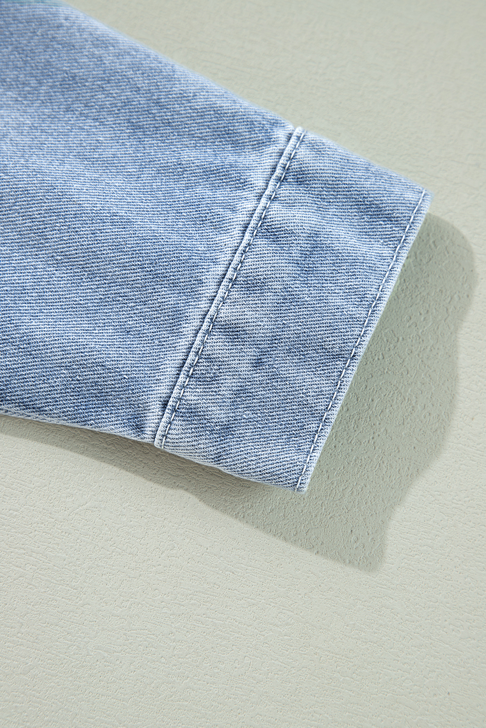 Beau Blue Ruffle Raw Hem Flap Pockets Denim Jacket - loveforevers
