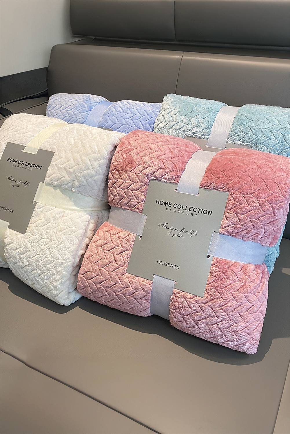 Light Pink Textured Soft Fleece Large Throw Blanket - loveforevers