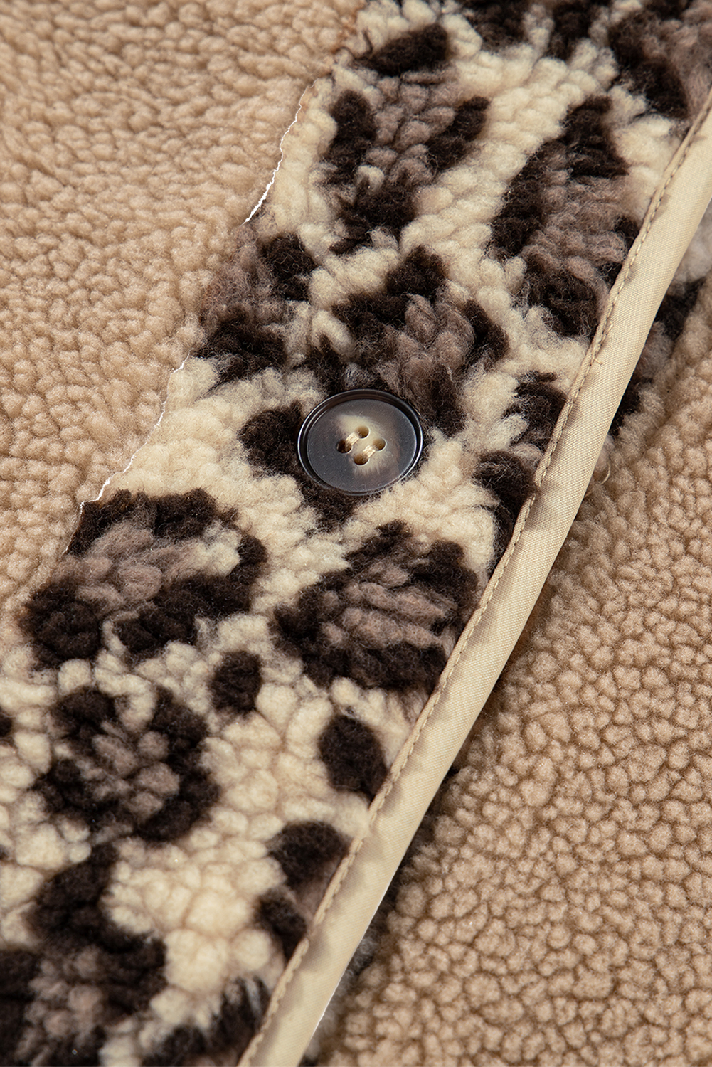 Casual Leopard Print Accent Plush Jacket with Pockets - loveforevers