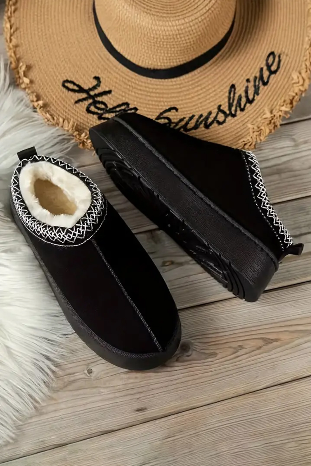 Chestnut Contrast Print Suede Plush Lined Snow Boots - loveforevers