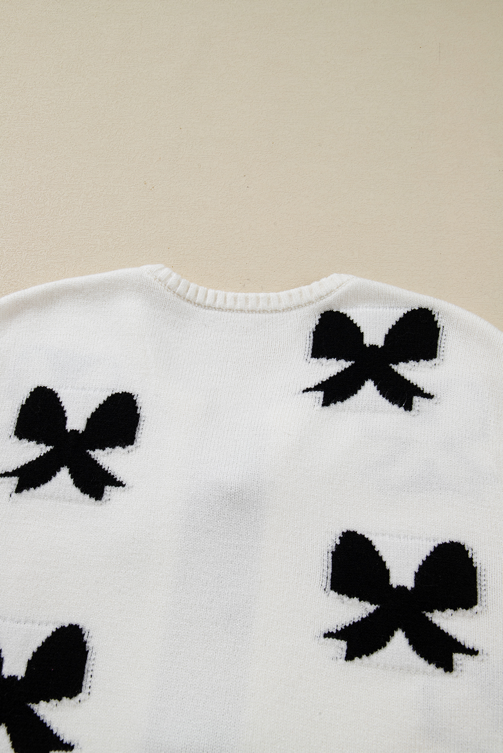 White Lace-up Bow Pattern Sweater Cardigan - loveforevers