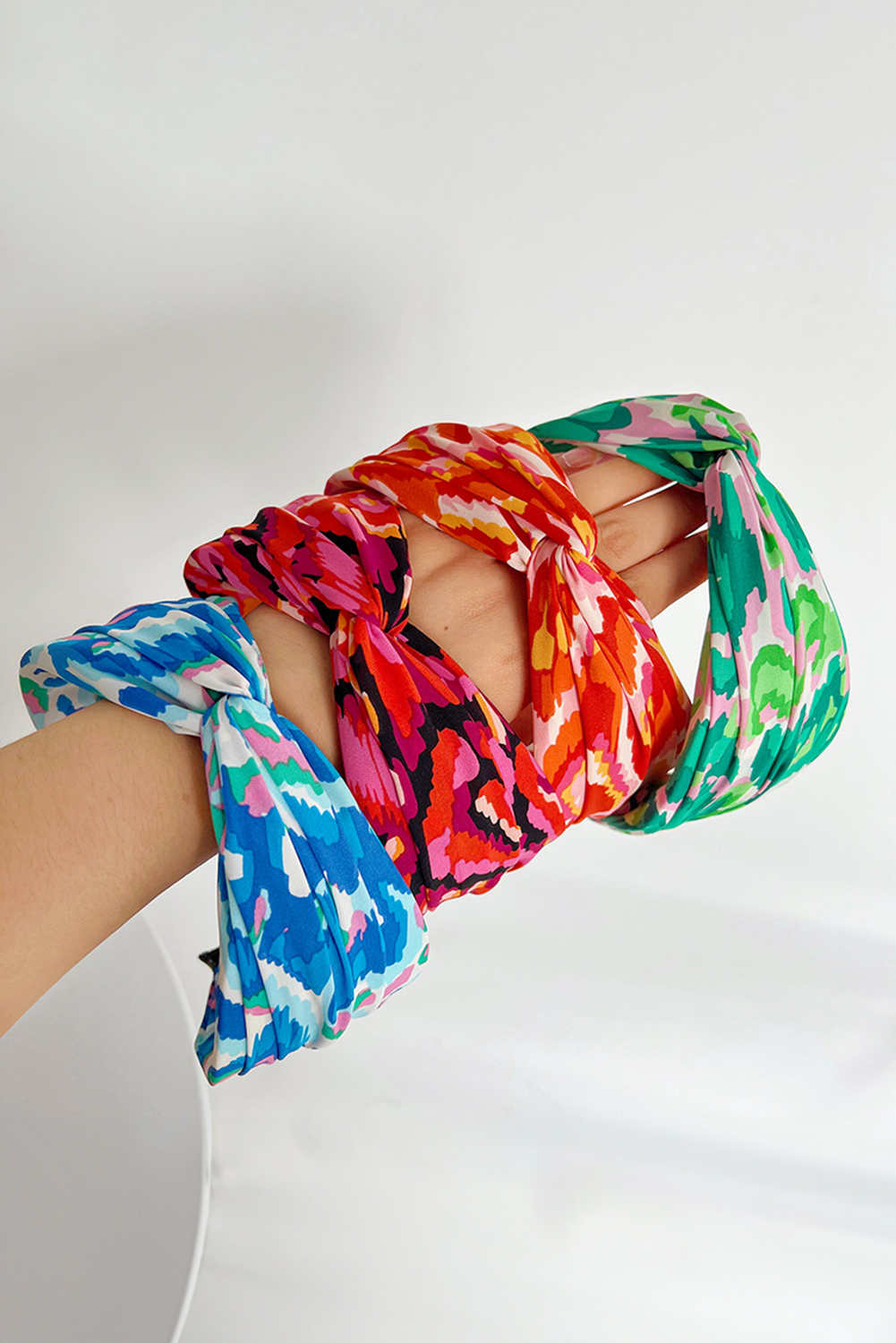Blue Bohemian Vacation Fashion Print Twisted Hair Band - loveforevers