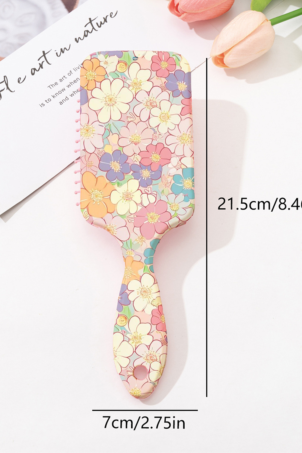 Peach Blossom Flower Print Large Paddle Air Cushion Comb - loveforevers