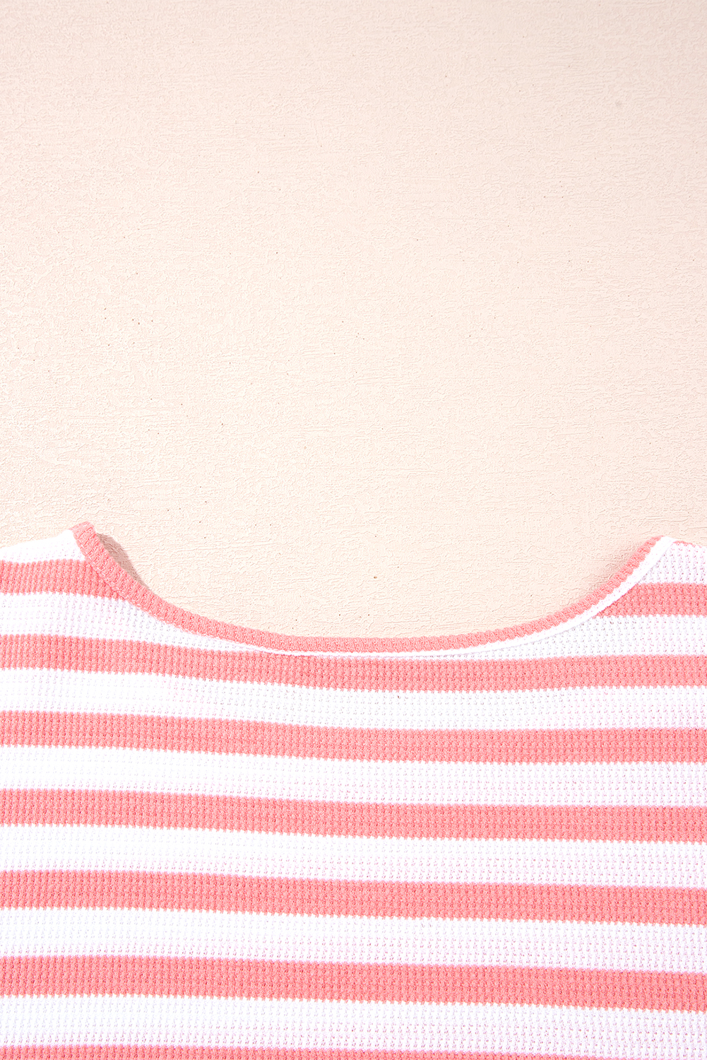 Pink Stripe Textured Contrast Dropped Long Sleeve Top - loveforevers