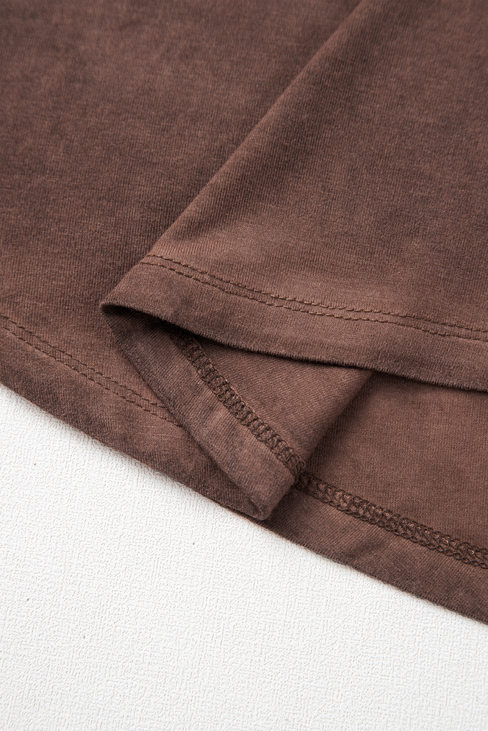 Chestnut Mineral Wash Criss Cross V Neck Casual T Shirt - loveforevers