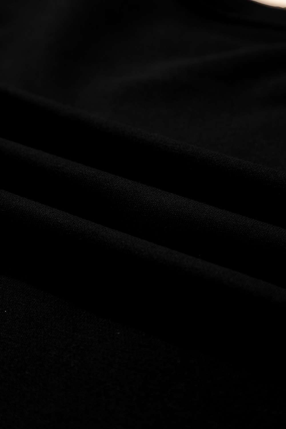 Black CLASSY UNTIL KICKOFF Plush Letter Patched Loose Sweatshirt - loveforevers