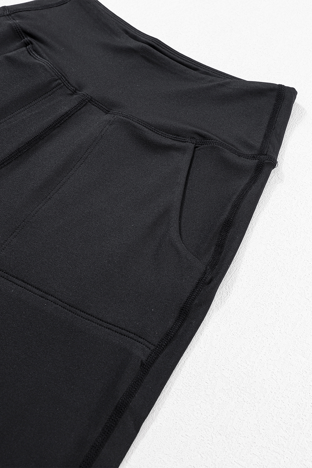 Black Exposed Seam High Waist Pocketed Joggers - loveforevers
