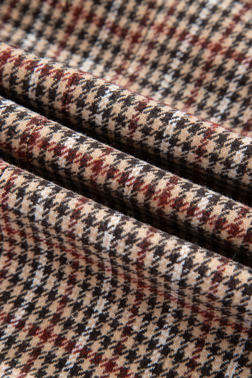 Brown Houndstooth Lapel Collar Blazer - loveforevers