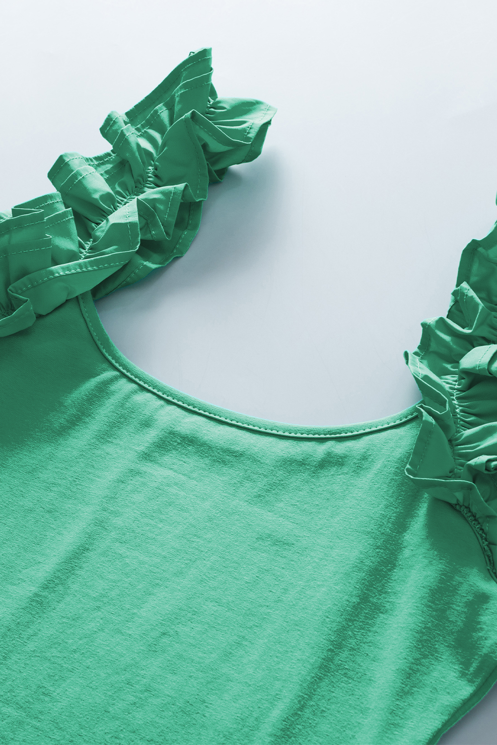 Mint Green Ruffled Wide Straps Slim Tank Top - loveforevers