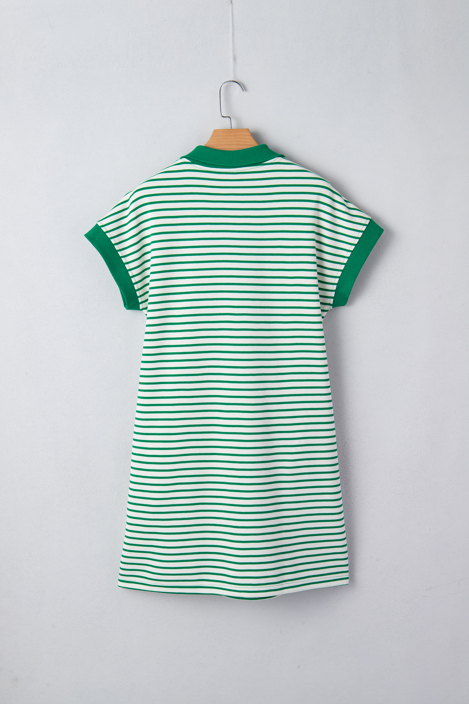 Green Stripe Magic St Patricks Day Sequin Graphic Zip Polo Tee Dress - loveforevers
