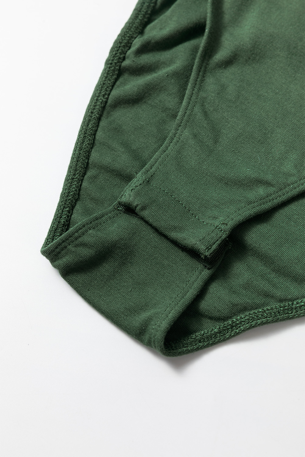 Blackish Green Solid Color Square Neck Long Sleeve Slim Fit Bodysuit - loveforevers