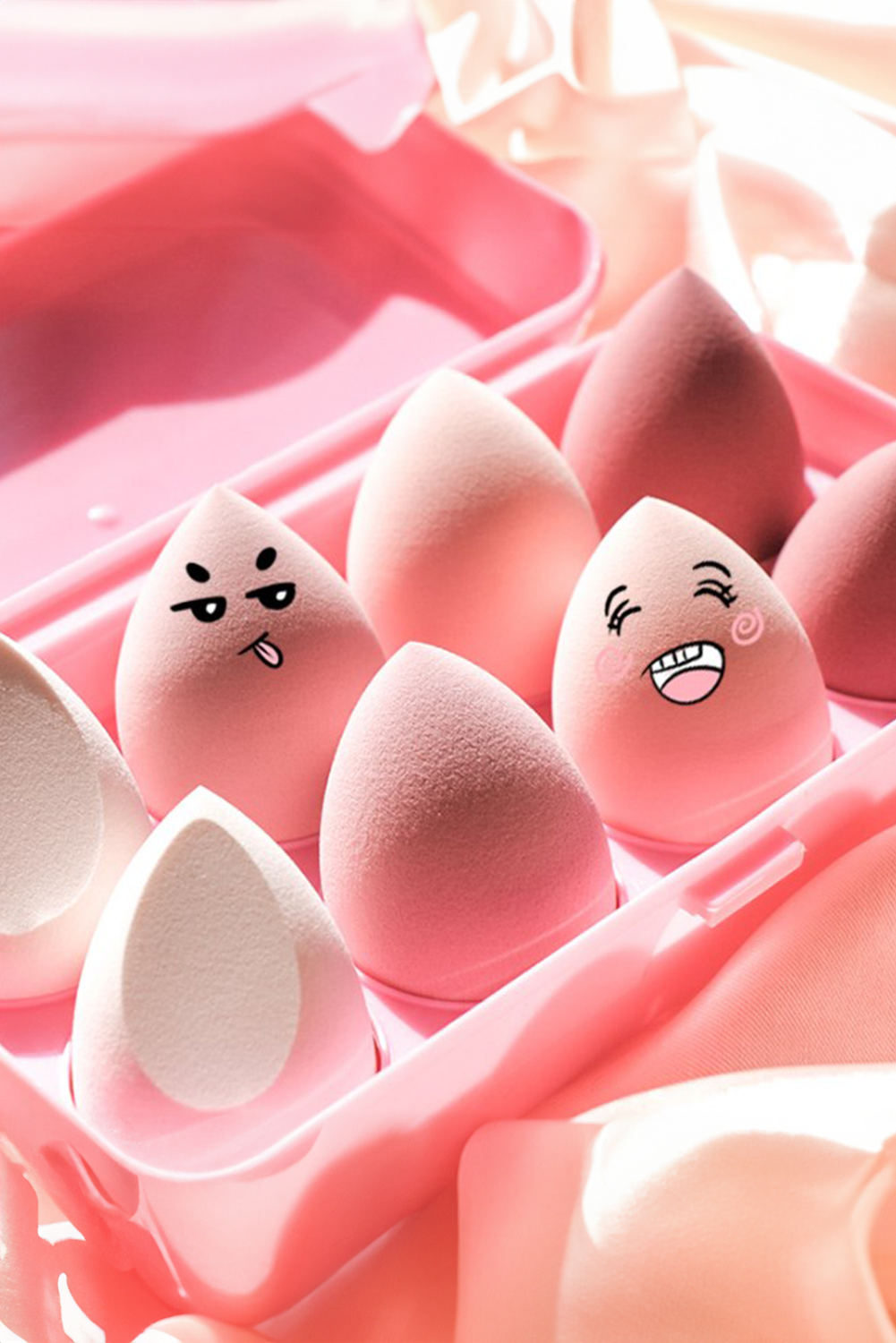 Peach Blossom 4pcs Water Drop Shape Makeup Sponge - loveforevers