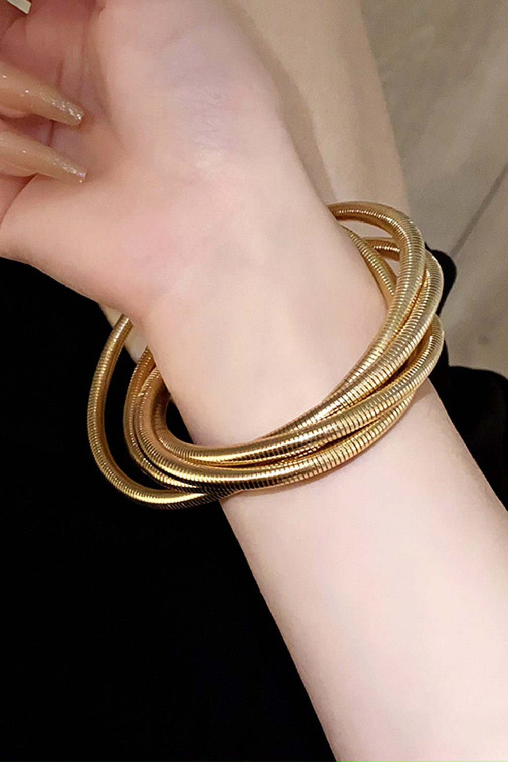 Gold Twist Stacked Exaggerated Alloy Bracelet - loveforevers