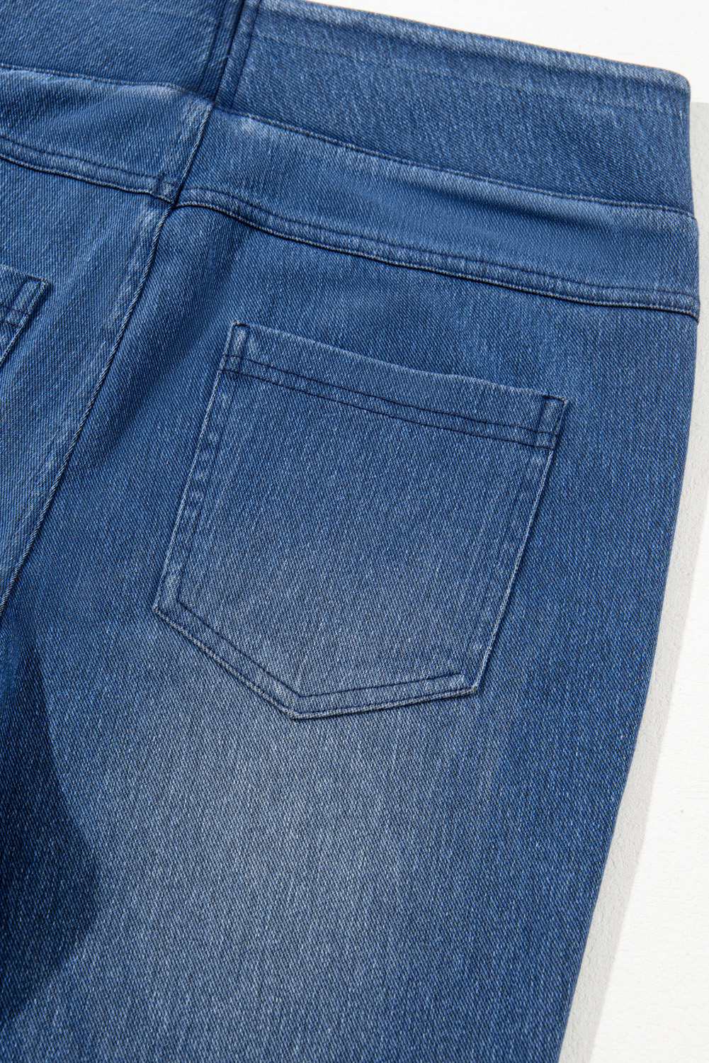 Navy Blue Skinny Elastic Waist Ankle Length Mid Waist Jeggings with Pockets - loveforevers