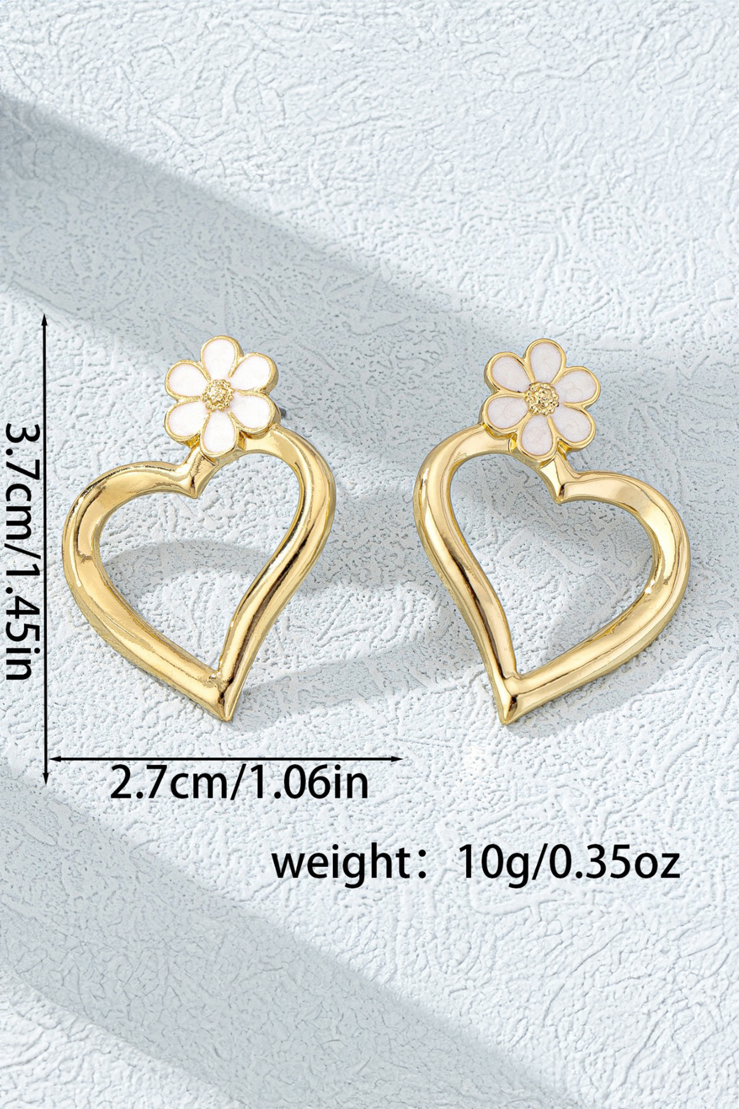 Gold Daring Hollowed Heart Dainty Flower Studded Earrings - loveforevers