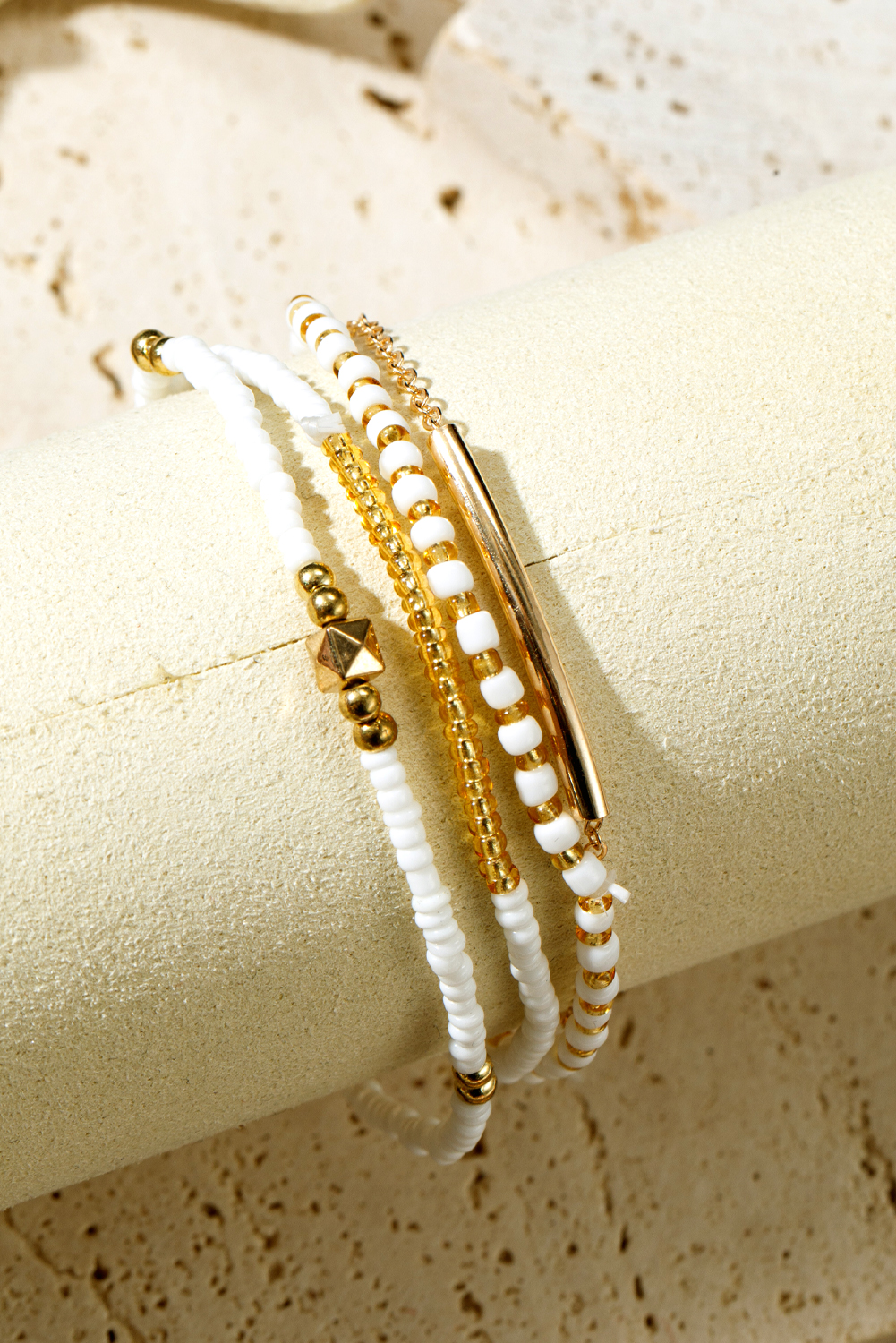 Gold Tiny Beaded Multi Layer Bracelet Set - loveforevers