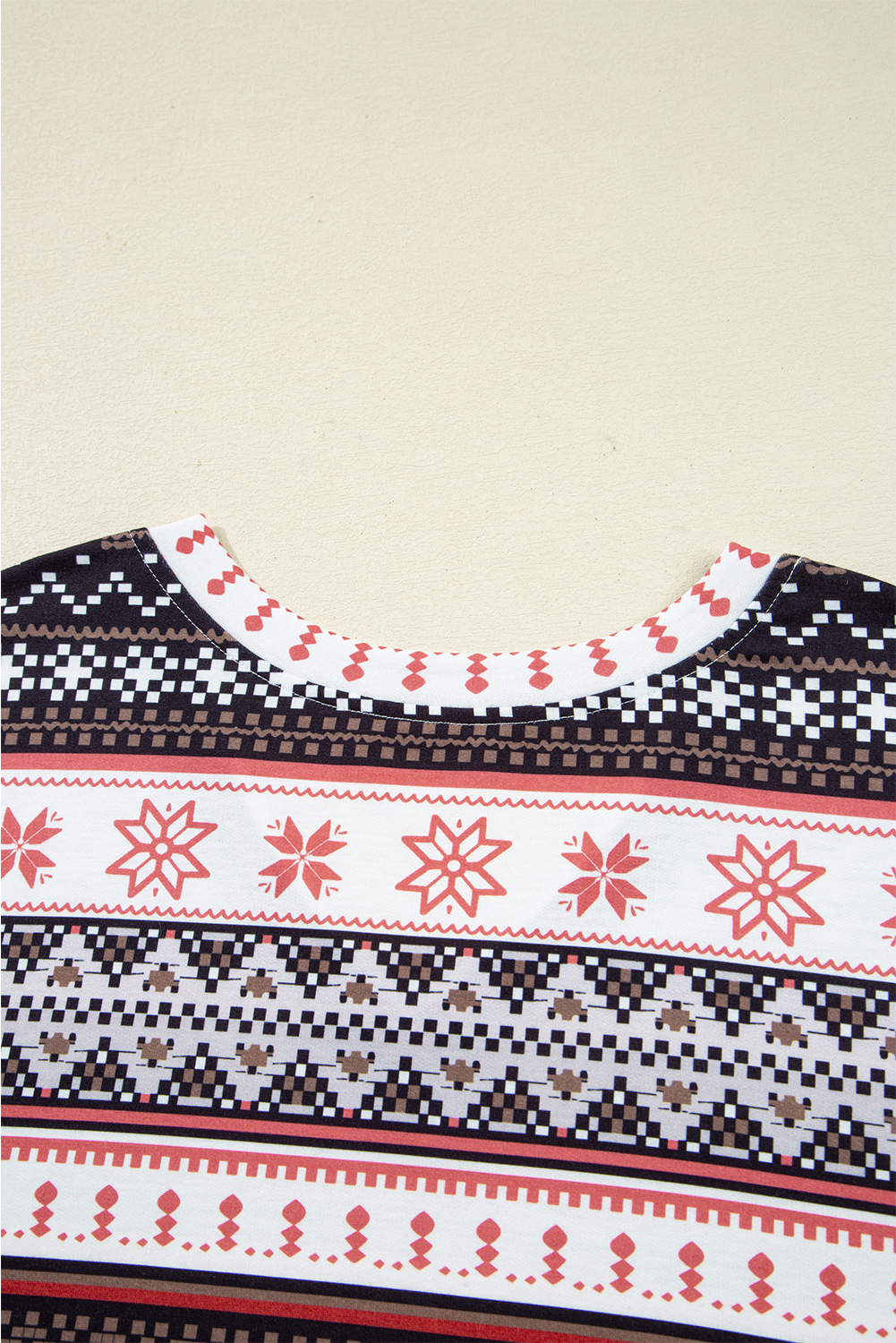 Black Retro Christmas Pattern Loose Pullover 2pcs Lounge Pant Set - loveforevers