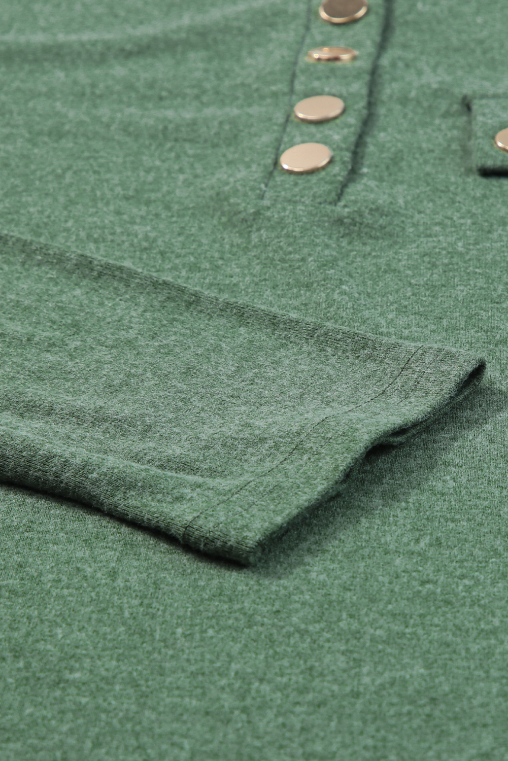 Mist Green Long Sleeve Snap Button Henley Top - loveforevers