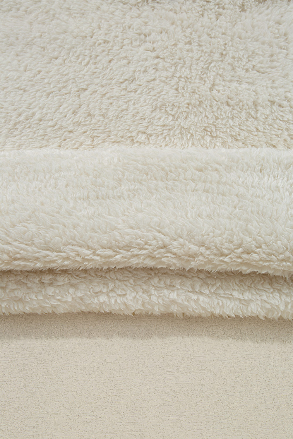White Contrast Ribbed Edge Plush Hoodie - loveforevers