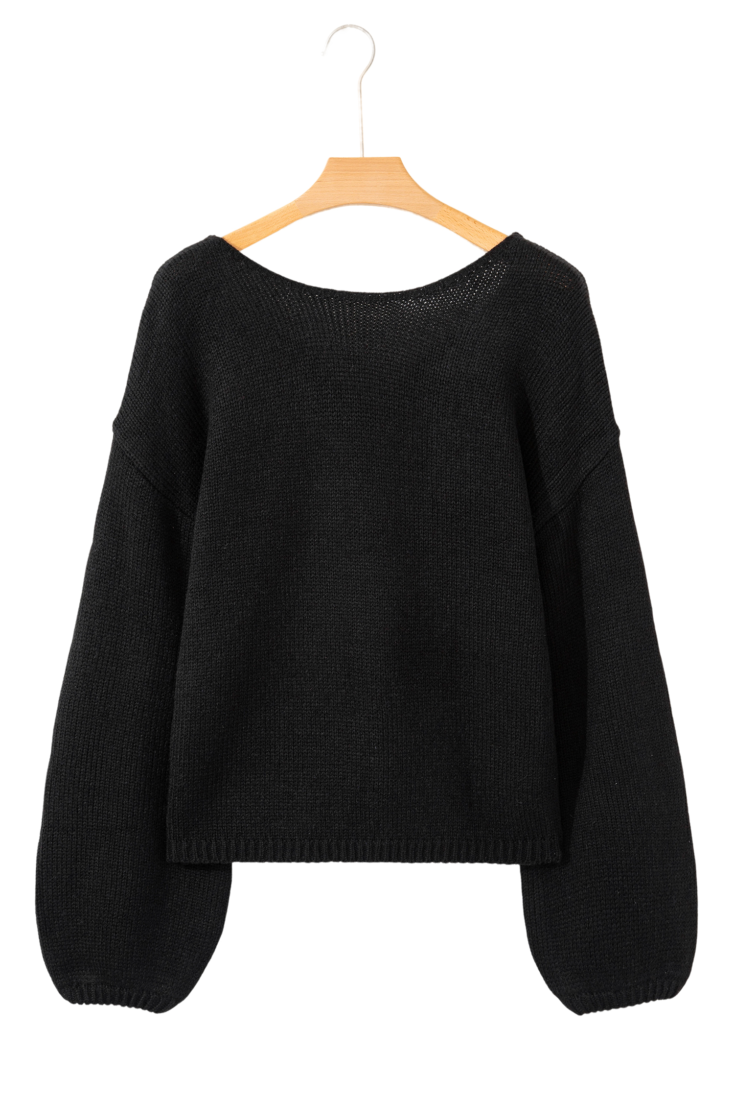 Bonbon Festive Bow Backless Bubble Sleeve Sweater - loveforevers