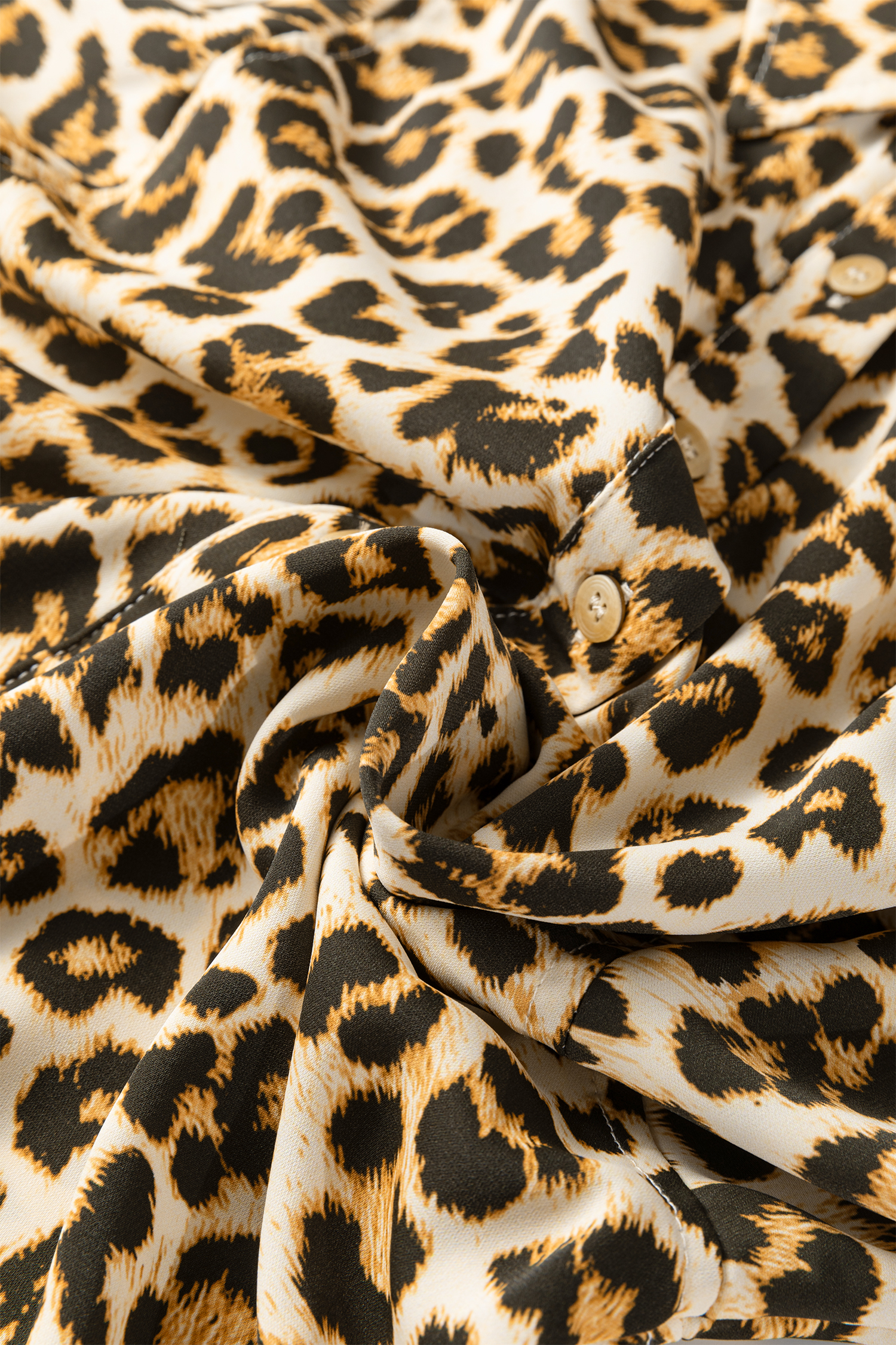 Khaki Contrast Edge Leopard Shirt - loveforevers