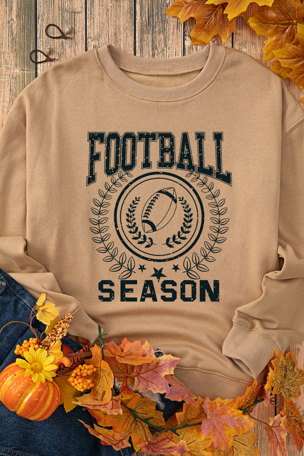 Khaki Rugby FOOTBALL SEASON Graphic Game Day Sweatshirt - loveforevers