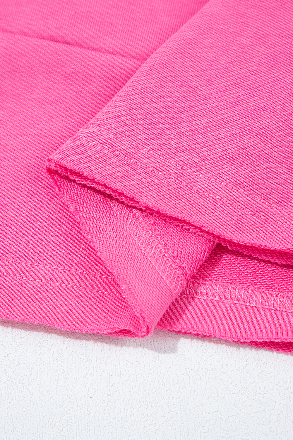 Bright Pink Raw Edge Half Buttons Pullover and Jogger Pants Set - loveforevers
