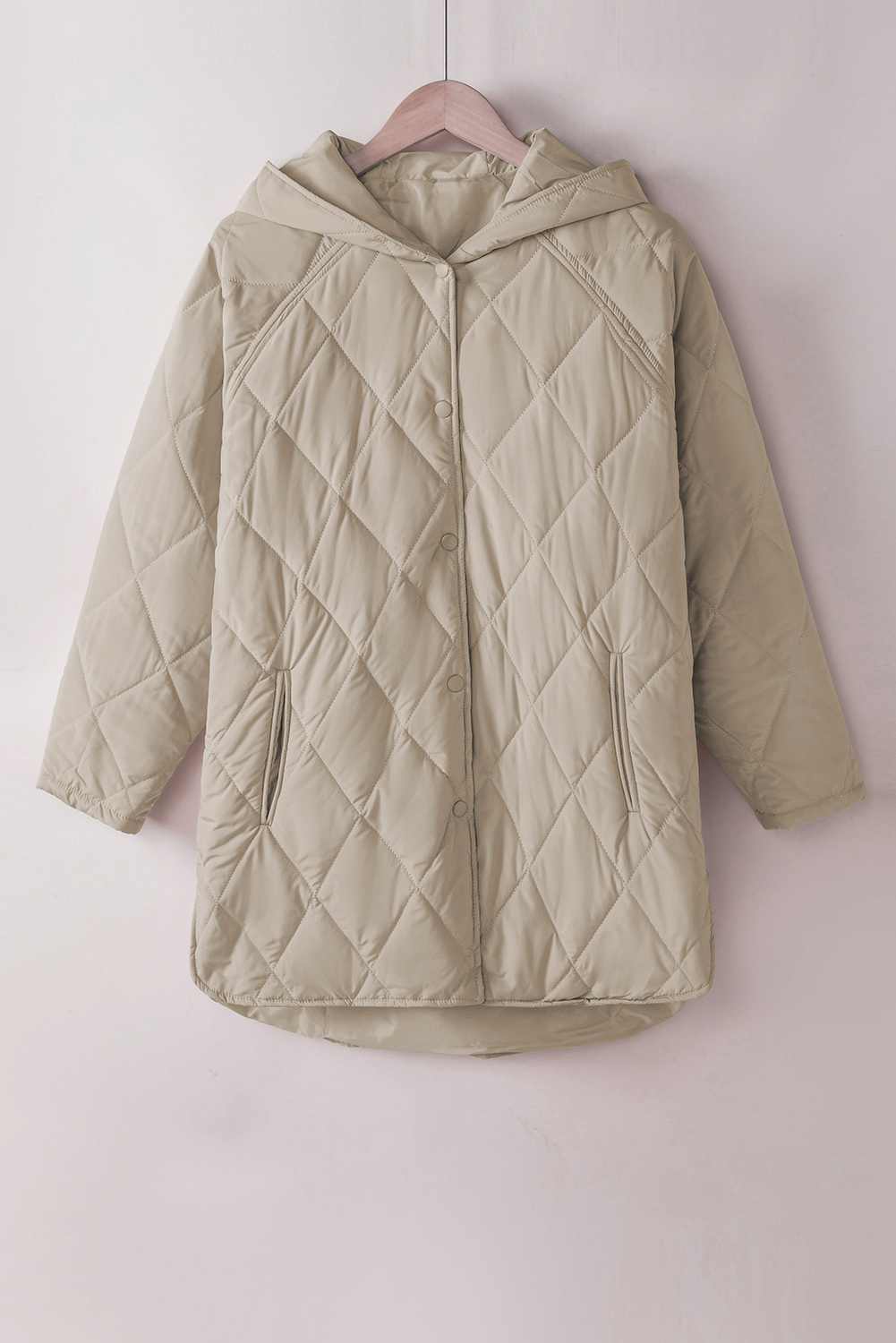 Green Quilted Snap Button Hooded Puffer Coat - loveforevers