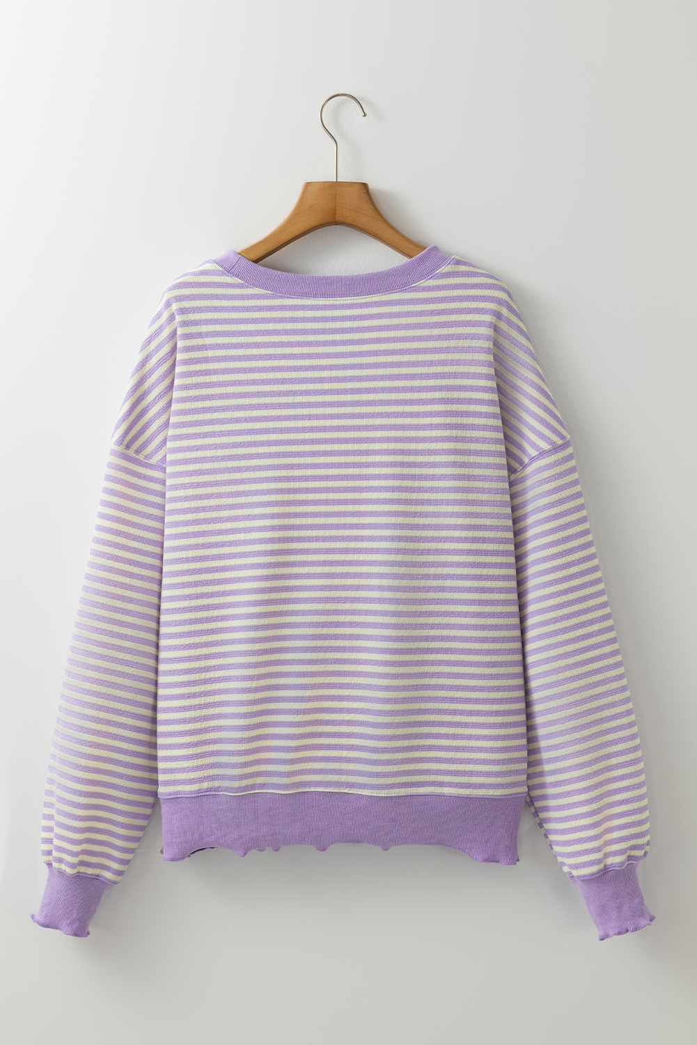 Pink Stripe Loose Drop Shoulder Long Sleeve Top - loveforevers