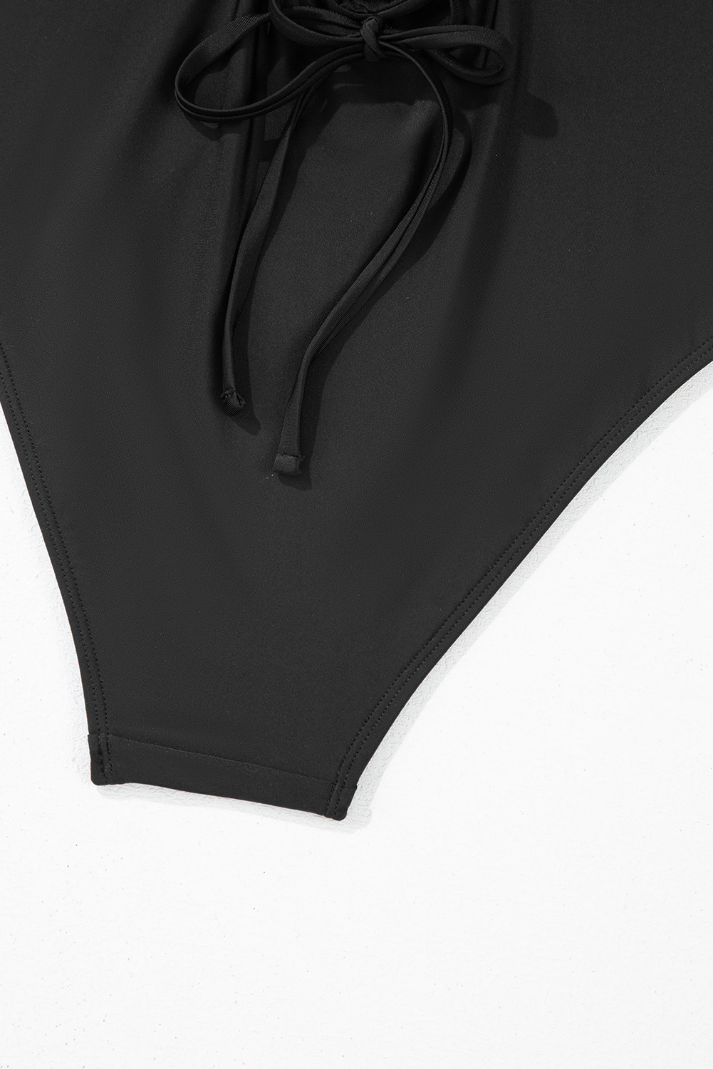 Dearlove Black Thin Strap Strappy Lace-up Open Back One Piece Swimsuit - loveforevers