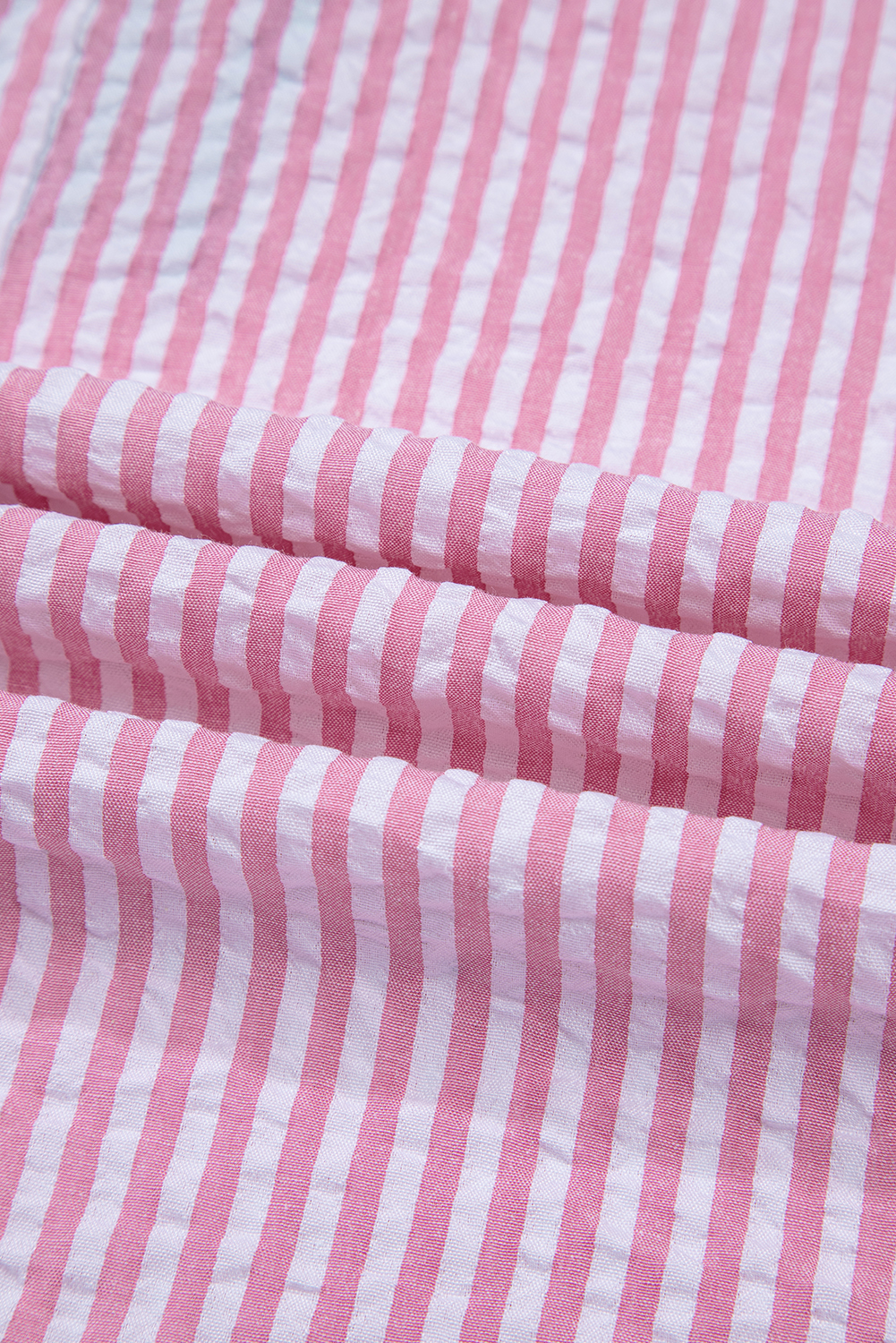 Sachet Pink Striped Print Contrast Split Neck Dolman Sleeve Blouse - loveforevers