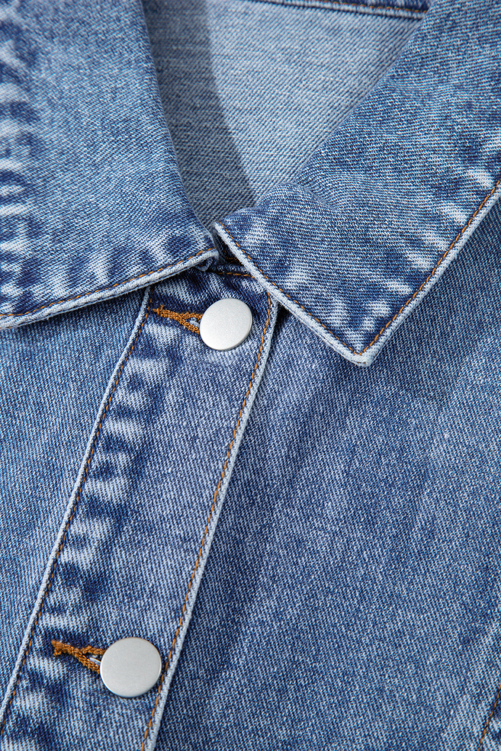 Ashleigh Blue Acid Wash Elastic Hem Button Up Denim Vest - loveforevers