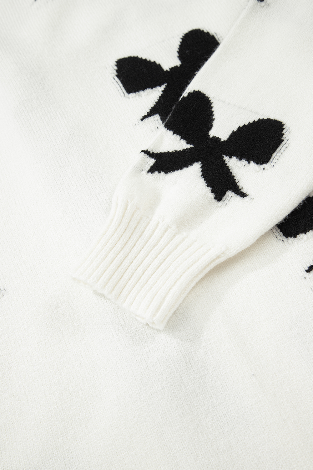 White Lace-up Bow Pattern Sweater Cardigan - loveforevers