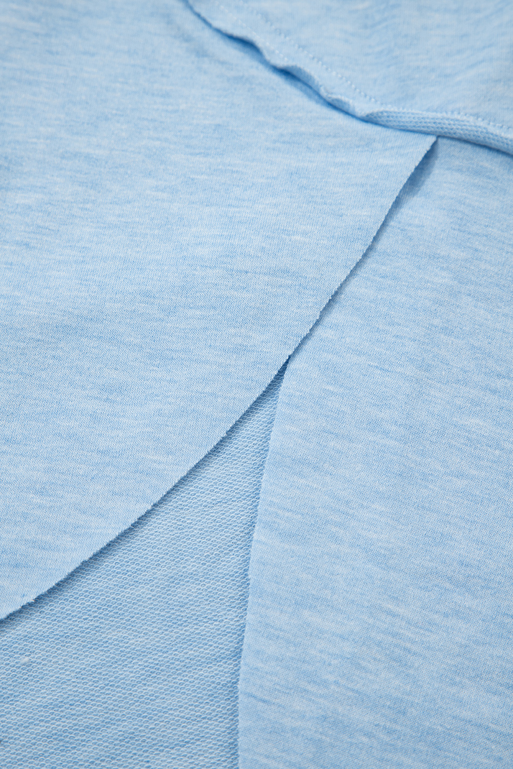 Myosotis Notched Neck Terry Raw Hem Long Sleeve Top - loveforevers