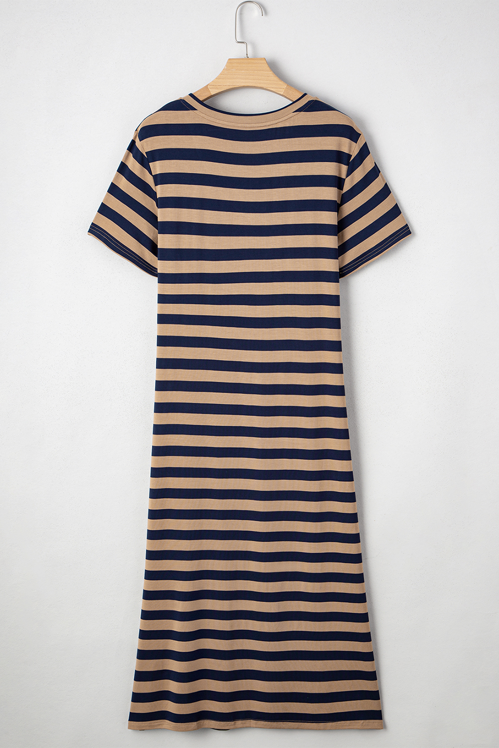 Fiery Red Black Stripe Print V Neck Maxi Dress with Side Splits - loveforevers